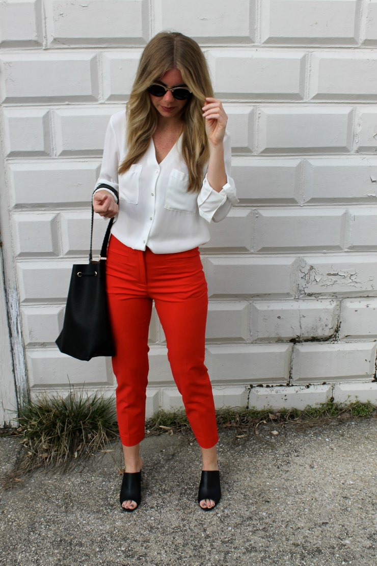 dark red blouse outfit
