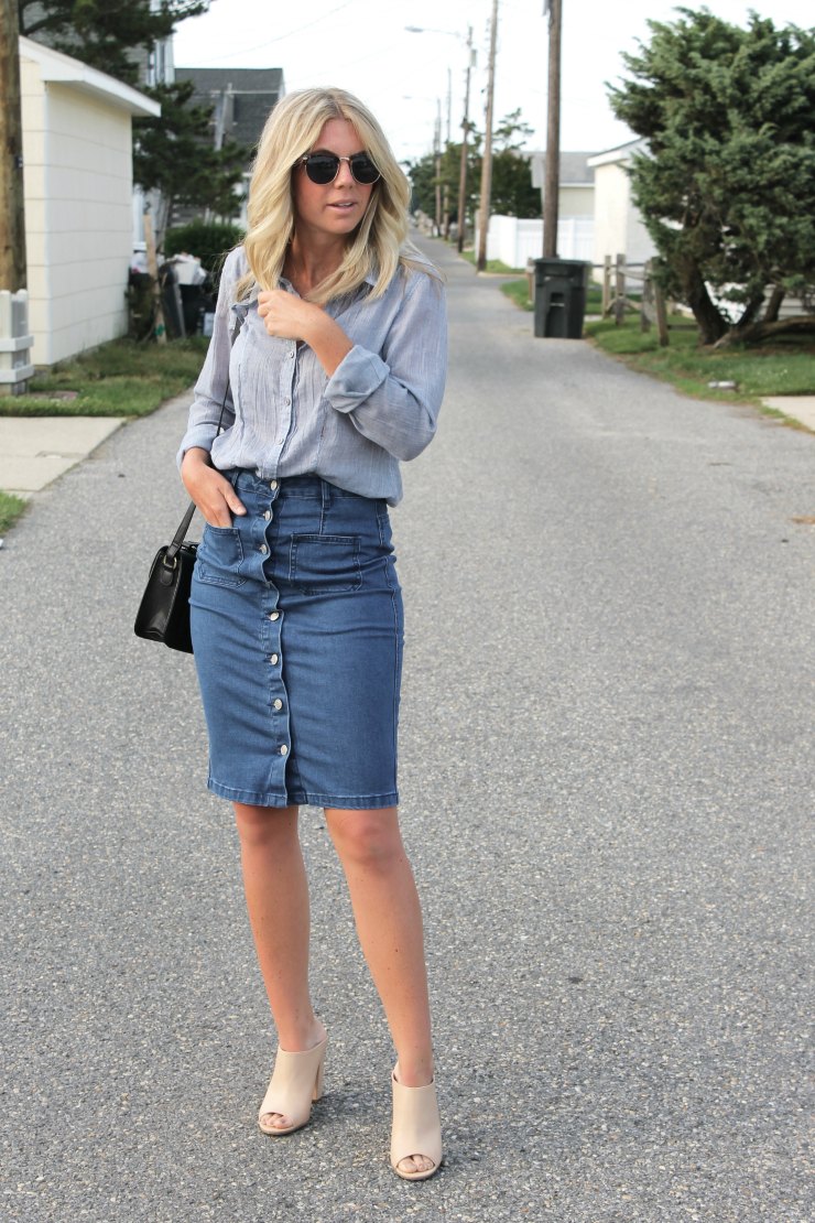 What to Wear | With a Denim Skirt - Not Another Blonde